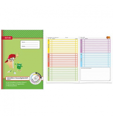 Hausaufgabenheft 89253, Hausaufgaben / Schreiblern-Lineatur, A4, 90g, grün, 48 Blatt / 96 Seiten