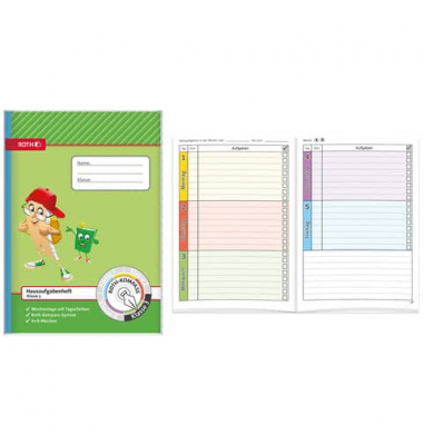Hausaufgabenheft 89254, Hausaufgaben / liniert, A5, 90g, grün, 48 Blatt / 96 Seiten