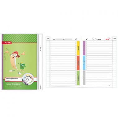Hausaufgabenheft 89255, Hausaufgaben / liniert, A5, 90g, grün, 52 Blatt / 104 Seiten