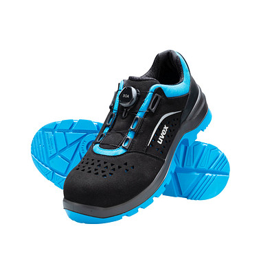 Sicherheitsschuhe 2 xenova BOA 95582, S1P, SRC, ESD, Unisex, schwarz/blau, Weite 11, Gr&ouml;&szlig;e 45