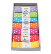 Zierband V012 2599 1502,  weiße Punkte, 25mm x 2m, farbig sortiert