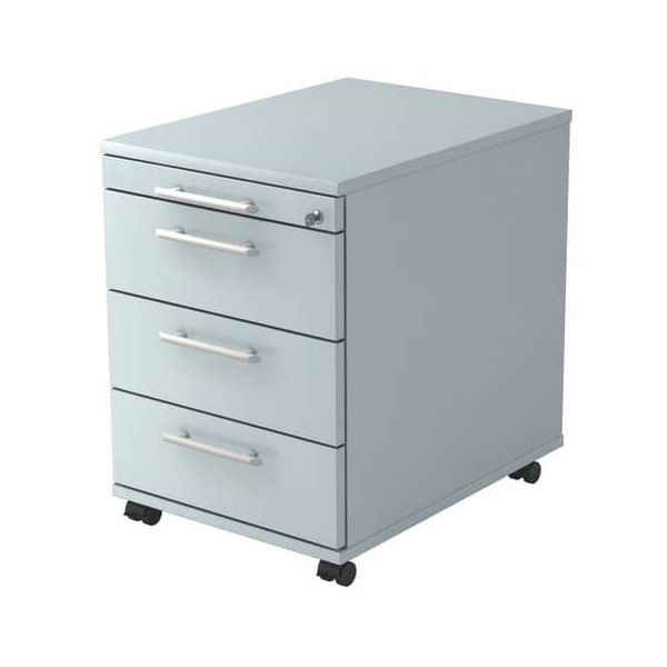 4032062120903 - Rollcontainer Solid VAC30 5 5 RE Holz lichtgrau 3 normale Schubladen mit extra Utensilienauszug abschließbar 4032062120903 Ha