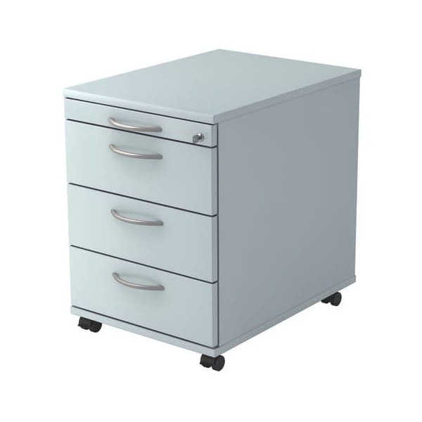 4032062120941 - PRO SIGNA AC30 BM - Rollcontainer Grau Holz mit 3 Schüben Bogengriff Metall