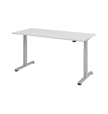 Sitz-Steh-Schreibtisch, elektrisch höhenverstellbar, 71-120cm (H), 180x80cm (BxT), rechteckig, grau / silber