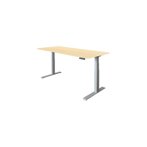 4032062182659 - Sitz-Steh-Schreibtisch VXDKB19 3 S elektrisch höhenverstellbar 64-129cm (H) 180cmx80cm (BxT) rechteckig ahorn   Silber 40320