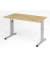 Schreibtisch O-Serie mini, manuell höhenverstellbar, 65-85cm (H), 120x67,2cm (BxT), rechteckig, asteiche / silber