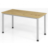 Schreibtisch H-Serie, manuell h&ouml;henverstellbar, 68,5-81cm (H), 120x67,2cm (BxT), rechteckig, asteiche / silber