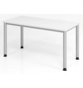 Schreibtisch H-Serie, manuell h&ouml;henverstellbar, 68,5-81cm (H), 120x67,2cm (BxT), rechteckig, wei&szlig; / grau