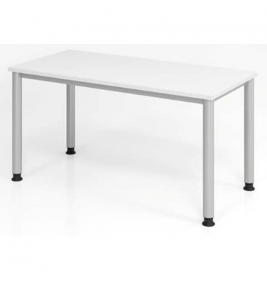 Schreibtisch H-Serie, manuell h&ouml;henverstellbar, 68,5-81cm (H), 120x67,2cm (BxT), rechteckig, wei&szlig; / grau