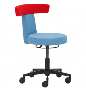 Hocker 1262 kGas 622 myDUO, hellblau/rot, mit Rollen, höhenverstellbar, bis 120kg