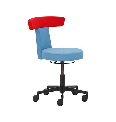 Hocker 1262 kGas 622 myDUO, hellblau/rot, mit Rollen, höhenverstellbar, bis 120kg