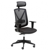 B&uuml;rostuhl myWIZARD, schwarz / schwarz, mit Armlehnen, bis 120kg, mit Kopfst&uuml;tze