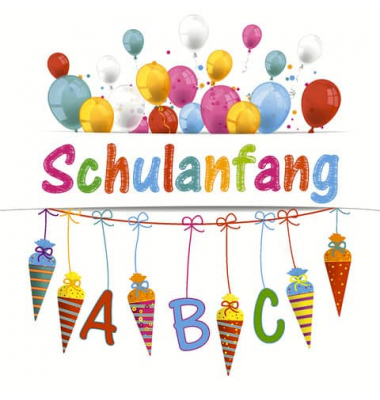 Motivservietten 210220, mehrfarbig / Schulanfang, 3-lagig, 33x33cm