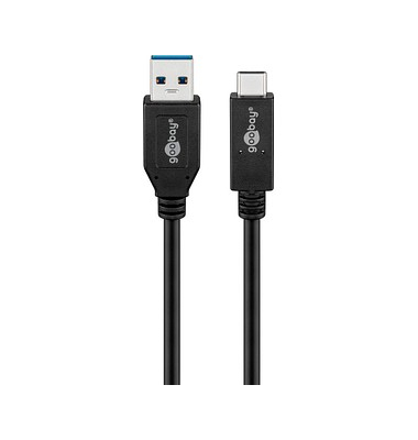 goobay USB 3.1 Gen 2 A/USB C Kabel 0,5 m schwarz