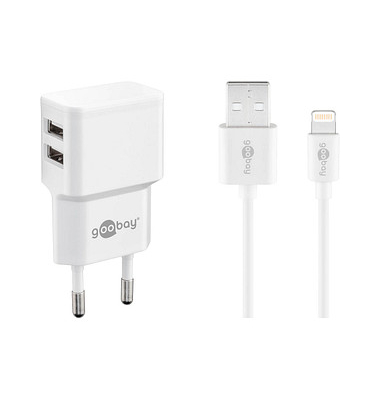 goobay Ladekabel mit Adapter weiß, 12 Watt