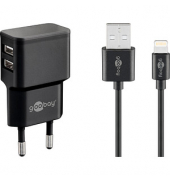 Ladekabel mit Adapter schwarz, 12 Watt