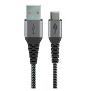 goobay USB 2.0 A/USB C Kabel 1,0 m schwarz, grau
