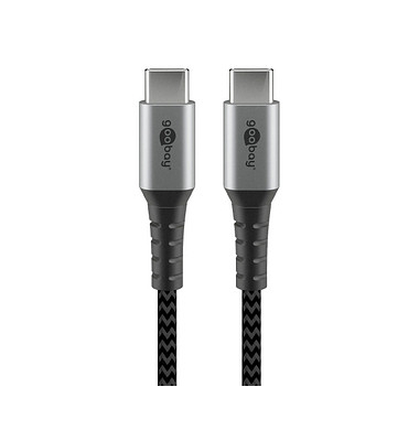 goobay USB C Kabel 2,0 m schwarz, grau
