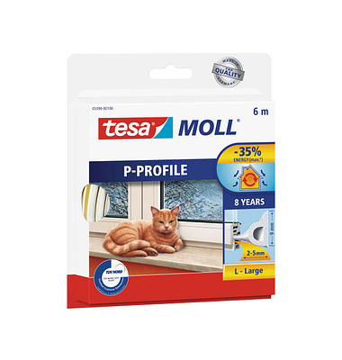 tesa P-Profil Fenster-Dichtungsband weiß 9,0 mm x 6,0 m 1 St.
