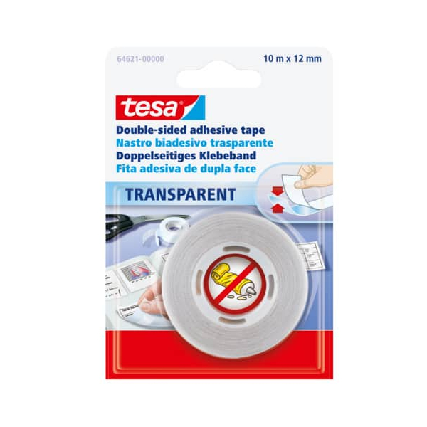 4042448902429 - 64621-00000-07 Doppelseitiges Klebeband Transparent (l x b) 10 m x 12 mm 1 St - Tesa