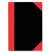 Kladde - A5, kariert, Hardcover, schwarz/rot, 96 Blatt