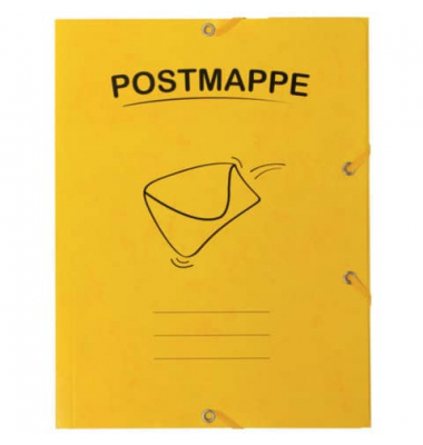 Gummizugmappe 43138, A4/A5 POSTMAPPE gelb Karton, mit 3 Einschlagklappen