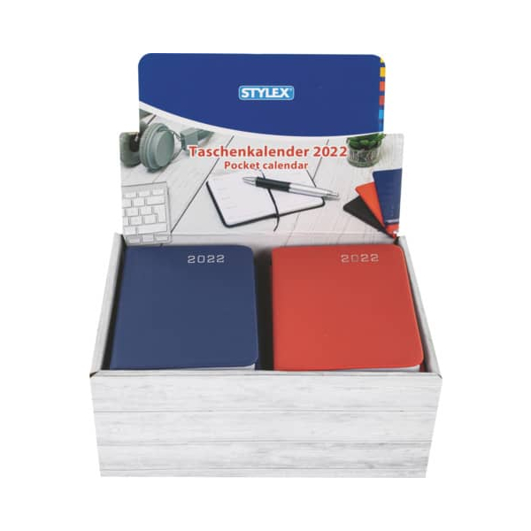 12 Stück Stylex Taschenkalender 43772, farbig sortiert, 1 Woche / 2 Seiten, 7x11cm, 2025 4044186437720 Stylex