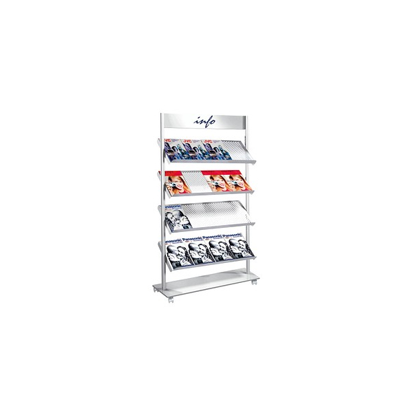 Kerkmann Prospektständer Rico alusilber 98,5x30x165cm A4 6332 4044917415560 Kerkmann