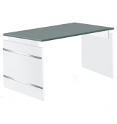 Schreibtisch, manuell höhenverstellbar, 68-76cm (H), 160x80cm (BxT), rechteckig, graphit / weiß/mit alusilbernen Applikationen