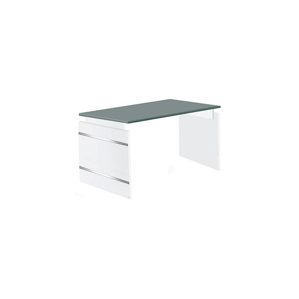 4044917423398 - Schreibtisch 11440312 manuell höhenverstellbar 68-76cm (H) 160cmx80cm (BxT) rechteckig grafit   weiß mit alusilbernen Appli