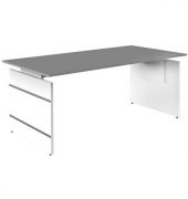 Schreibtisch, manuell höhenverstellbar, 68-76cm (H), 180x80cm (BxT), rechteckig, graphit / weiß/mit alusilbernen Applikationen