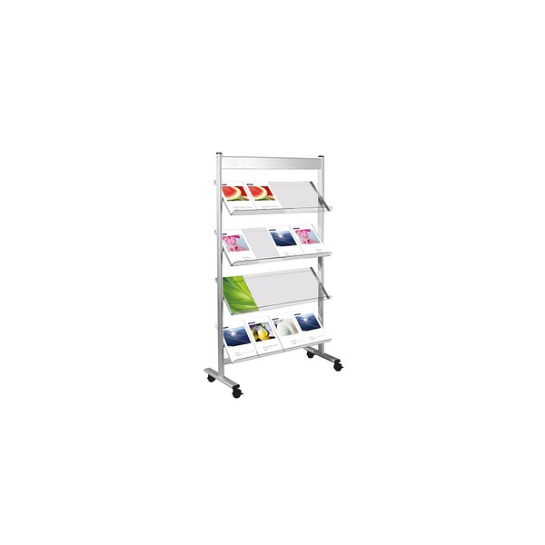4044917433892 - Prospektregal Ecoline silber DIN A4 910 x 350 x 1600 cm 1 St