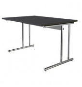 Schreibtisch Artine, manuell h&ouml;henverstellbar, 68-82cm (H), 120x80cm (BxT), rechteckig, anthrazit / chrom