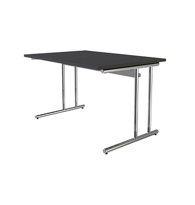 Schreibtisch Artine, manuell h&ouml;henverstellbar, 68-82cm (H), 120x80cm (BxT), rechteckig, anthrazit / chrom