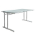 Schreibtisch, manuell höhenverstellbar, 68-82cm (H), 160x80cm (BxT), rechteckig, Milchglas / chrom