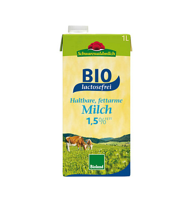 35046 H-Milch fettarme H-Milch 1,5% Fett, laktosefrei, bio Tetrapack