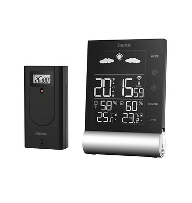 hama Black Line Wetterstation schwarz