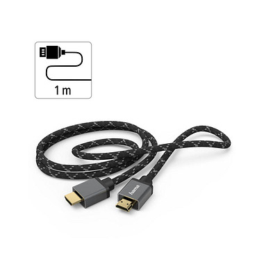 hama Ultra High Speed HDMI Kabel 1,0 m schwarz, grau