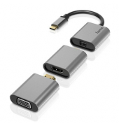 hama USB C Adapter 6in1 0,15 m grau