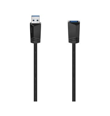 Verlängerungskabel, 2 x USB A - Stecker/Buchse, L: 1,5 m, schwarz