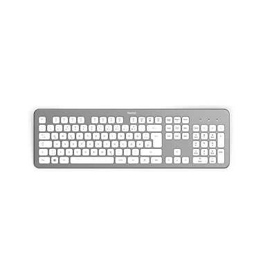 hama KW-700 Tastatur kabellos silber, weiß
