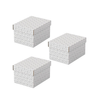 Aufbewahrungsbox Home 628280, 6,5 Liter, mit Deckel, au&szlig;en 25,5x20x15cm, Karton wei&szlig;