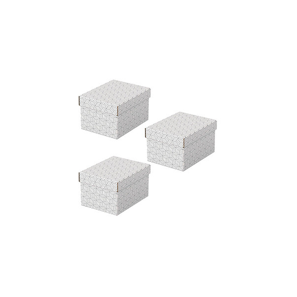 Esselte Aufbewahrungsbox Home 628280, 6,5 Liter, mit Deckel, außen 25,5x20x15cm, Karton weiß 4049793072258 Esselte