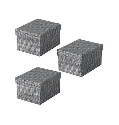 Aufbewahrungsbox Home 628281, 6,5 Liter, mit Deckel, au&szlig;en 25,5x20x15cm, Karton grau