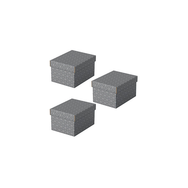 Esselte Aufbewahrungsbox Home 628281, 6,5 Liter, mit Deckel, außen 25,5x20x15cm, Karton grau 4049793072265 Esselte