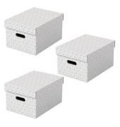 Aufbewahrungsbox Home 628282, 17,5 Liter, mit Deckel, au&szlig;en 36,5x26,5x20,5cm, Karton wei&szlig;