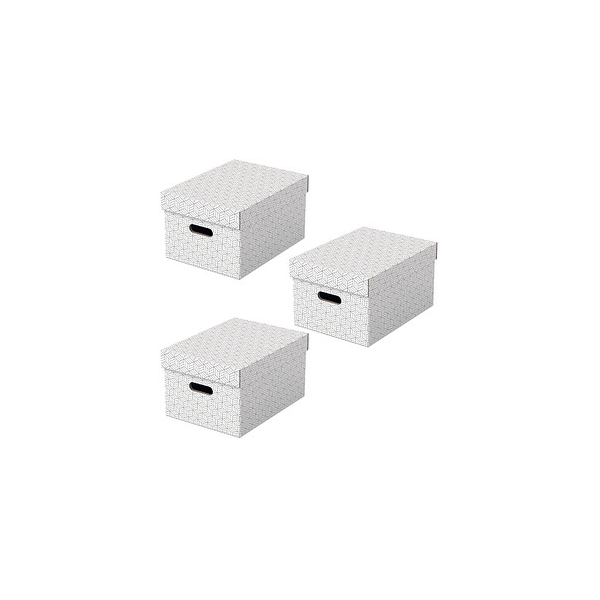 Esselte Aufbewahrungsbox Home 628282, 17,5 Liter, mit Deckel, außen 36,5x26,5x20,5cm, Karton weiß 4049793072272 Esselte