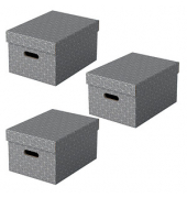 Aufbewahrungsbox Home 628283, 17,5 Liter, mit Deckel, au&szlig;en 36,5x26,5x20,5cm, Karton grau