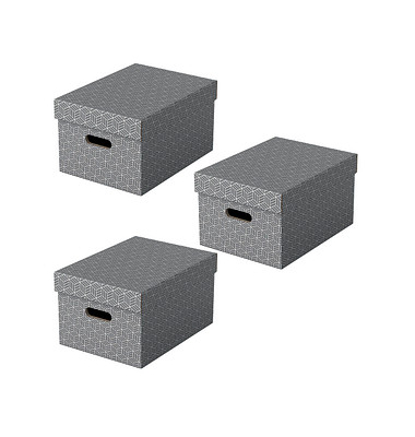 Aufbewahrungsbox Home 628283, für A4, außen 26,5x36,5x20,5cm, Karton grau