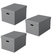 Aufbewahrungsbox Home 628287, 50 Liter, mit Deckel, au&szlig;en 51x35,5x30,5cm, Karton grau